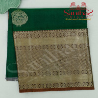 leaf-green-body-colour-in-zari-butta-with-contrast-blouse-border