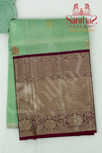 light-green-body-colour-in-zari-butta-with-contrast-blouse-border