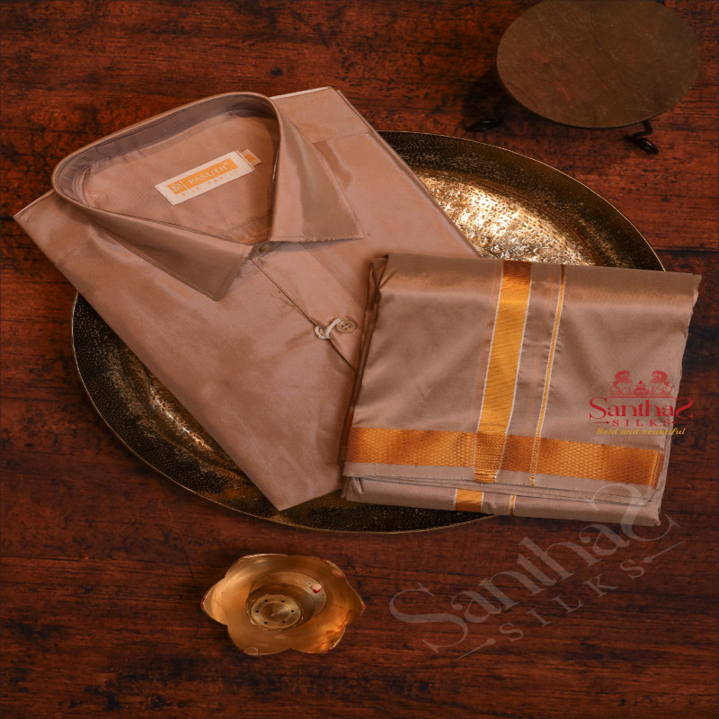DUSTY MAUVE COLOUR SHIRT WITH 4 YARD DHOTI