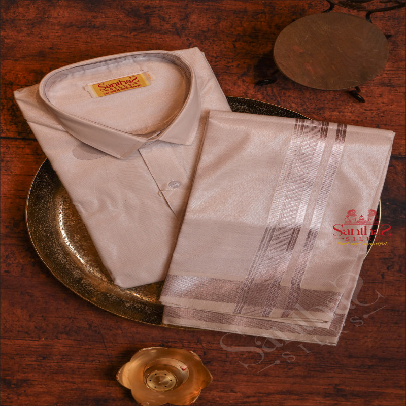 ROSE GOLD COLOUR SHIRT WITH 4 YARD DHOTI