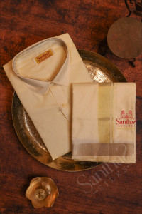 sandal-colour-shirt-with-8-yard-dhoti