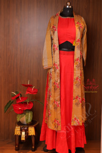 golden-colour-chanderi-salwar-with-overcoat-skirt