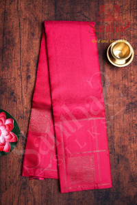 ruby-pink-colour-body-floral-embosed-pattern-copper-zari-butta-with-self-blouse