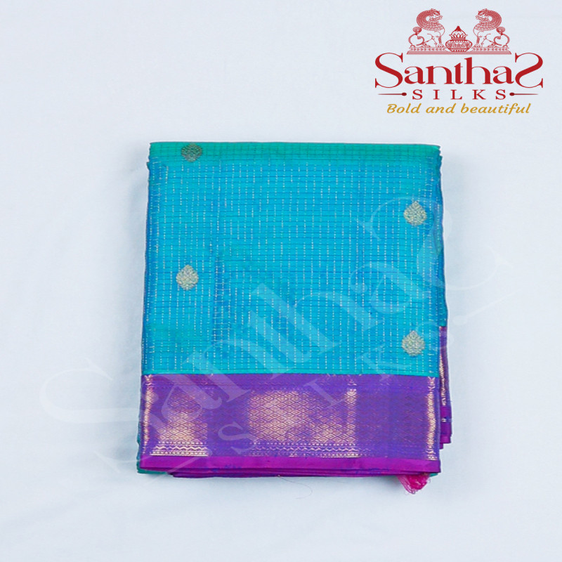 Peacock Green Double shade Vairaoosi Pure Silk Saree
