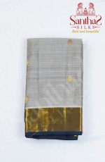 Grey Vairaoosi  Pure Silk Saree with Balck Border