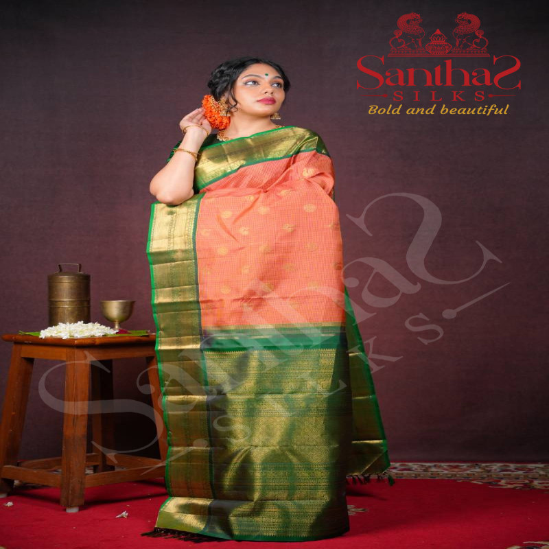 Meenakshi Green Border Silk Saree