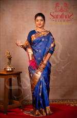 ROYAL BLUE KANJIVARAM SILK SAREE WITH RICH ZARI BORDER