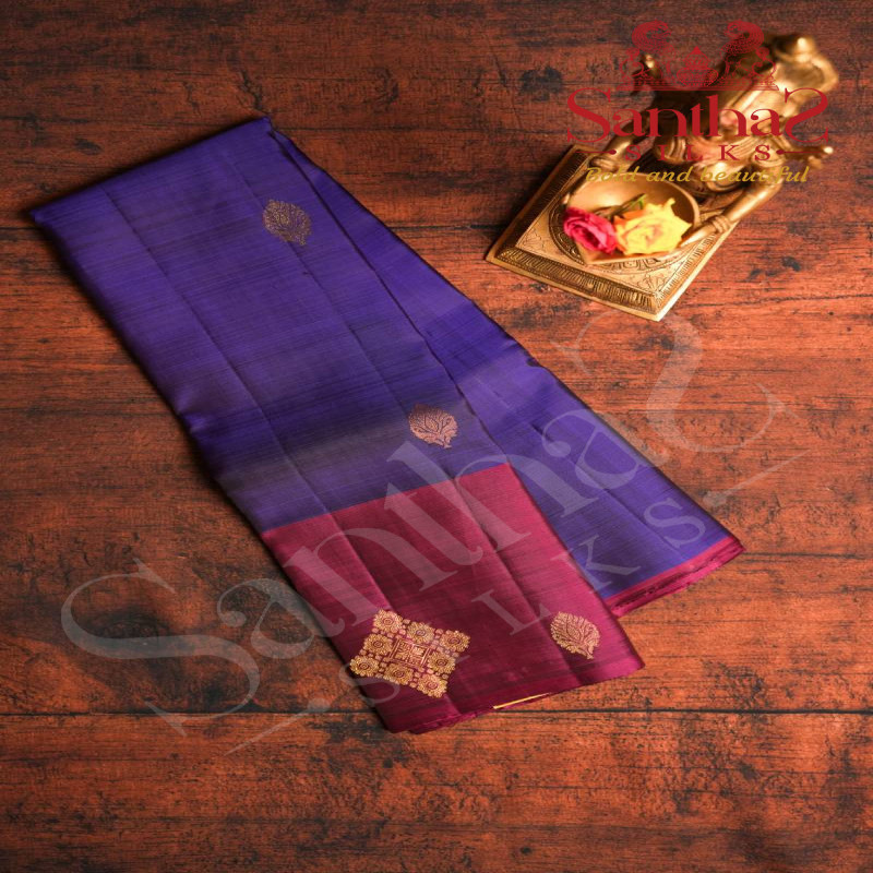 VIOLET COLOUR BODY WITH COPPER ZARI BUTTAS AND CONTRAST BLOUSE & BORDER