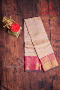 sandal-colour-body-checks-coin-butta-with-contrast-blouse-border