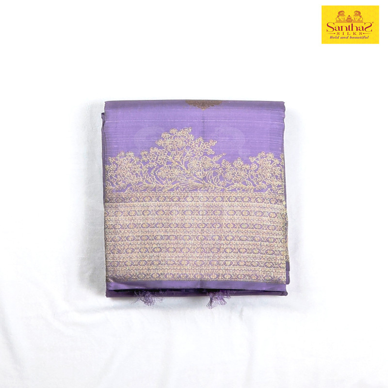 Lilac Shade Pure Silk Saree with Turning Border