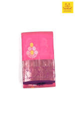 Pink with Magenta Border Pure Silk Saree
