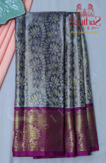 SILVER TISSUE PATTU PAVADAI WITH CONTRAST PINK BLOUSE & BORDER