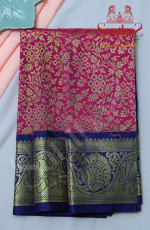 PINK IN FLORAL PATTERN WITH CONTRAST BORDER & BLOUSE