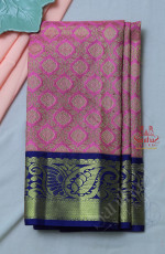 BABY PINK BODY WITH CONTRAST BLOUSE & BORDER