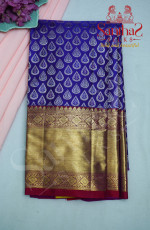 VIOLET COLOUR BODY WITH CONTRAST RED BLOUSE & BORDER
