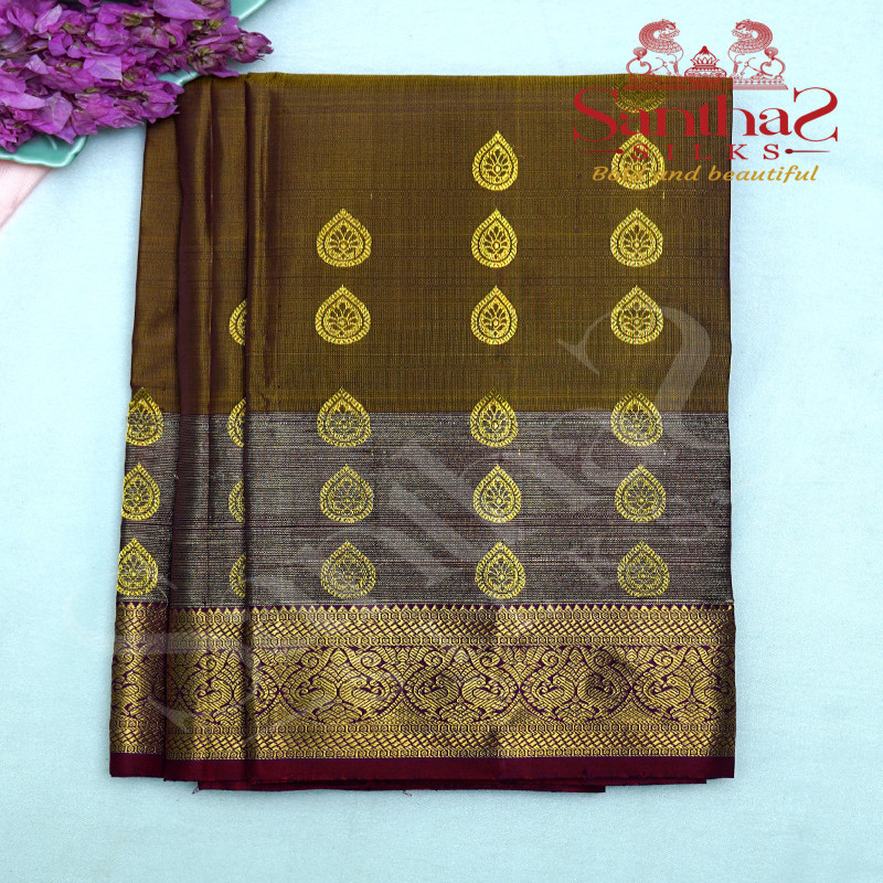 RUSTIC GOLD BODY WITH CONTRAST BLOUSE & BORDER
