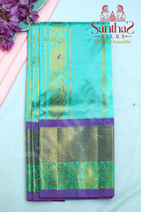 turquoise-blue-body-with-contrast-blouse-and-border