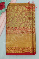 GOLDISH RED BODY FLORAL WITH CONTRAST BLOUSE & BORDER