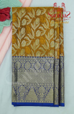 MUSTARD GOLD IN FLORAL WITH CONTRAST BLOUSE & BORDER