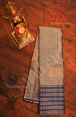 GREY COLOUR BODY WITH GOLDEN ZARI LEAF MOTIFS AND CONTRAST BLOUSE