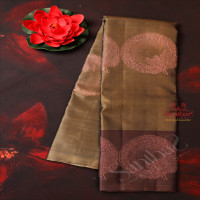 dark-olive-green-colour-body-with-copper-zari-butta-with-contrast-blouse
