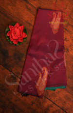 BORDERLESS MAGENTA COLOUR BODY WITH COPPER & SILVER ZARI MANGO MOTIFS AND CONTRAST BLOUSE
