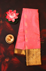 NEON PINK COLOUR BODY WITH GOLDEN ZARI BUTTAS AND CONTRAST BLOUSE