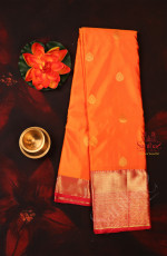 MANGO YELLOW COLOUR BODY WITH GOLDEN ZARI BUTTA WITH CONTRAST BLOUSE & BORDER
