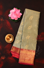 SEAFOAM GREEN COLOUR BODY WITH GOLDEN ZARI BUTTA WITH CONTRAST BLOUSE & BORDER