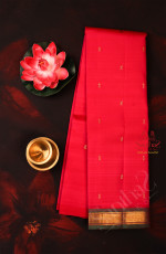 ONE SIDE BORDER BRIGHT PINK COLOUR BODY WITH GOLDEN ZARI BUTTA & WITHOUT BLOUSE