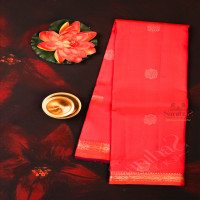 dark-peach-colour-body-with-golden-zari-butta-with-contrast-blouse