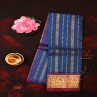 one-side-border-pepsi-blue-colour-body-with-golden-zari-butta-without-blouse