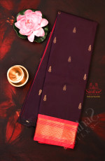 ONE SIDE BORDER DARK PURPLE COLOUR BODY WITH GOLDEN ZARI BUTTA & WITHOUT BLOUSE