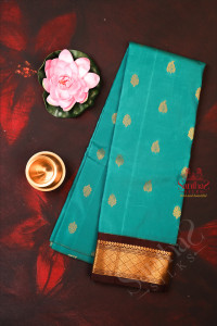 one-side-border-persian-green-colour-body-with-golen-zari-butta-without-blouse