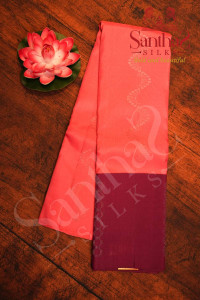 coral-red-colour-body-with-silver-zari-waves-pattern-and-contrast-blouse