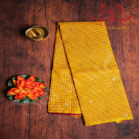 borderless-dark-yellow-colour-with-maroon-colour-thread-small-checked-boxs-and-maroon-contrast-blouse