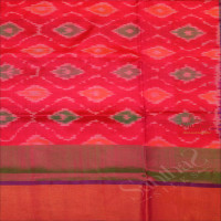 PINK COLOUR BODY POCHAMPALLY PATTERN WITH CONTRAST BLOUSE