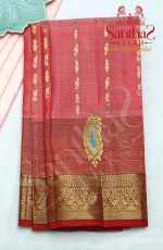PEACH COLOUR IN BODY WITH CONTRAST BLOUSE & BORDER