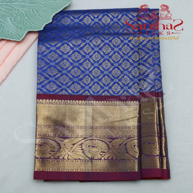 PEPSI BLUE IN BODY WITH CONTRAST BLOUSE & BORDER