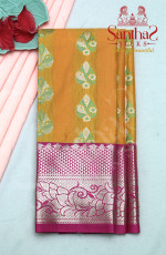 MANGO YELLOW IN BODY WITH CONTRAST BLOUSE & BORDER