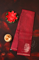 LIGHT MAROON COLOUR CHECKED BODY WITH FLORAL PATTERN BUTTA WITH CONTRAST BLOUSE