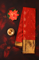 HONEY COLOUR BODY WITH GOLDEN ZARI BUTTAS WITH CONTRAST BLOUSE & BORDER