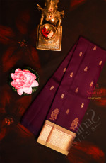 MULBERRY COLOUR BODY WITH GOLDEN ZARI BUTTAS & SINGLE SIDE BORDER AND CONTRAST PALLU WITHOUT BLOUSE