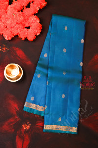 peacock-blue-colour-body-with-small-buttas-and-self-colour-pallu-with-self-colour-blouse