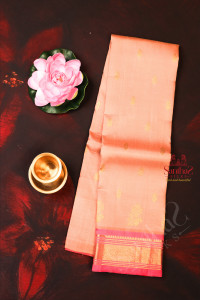 oneside-border-light-peach-colour-body-with-golden-zari-butta-without-blouse