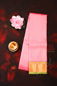 oneside-border-pink-colour-body-with-golden-zari-butta-without-blouse