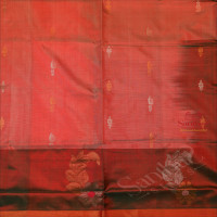 PASTEL PEACH COLOUR BODY WITH GOLDEN AND SILVER ZARI LEAF BUTTA WITH CONTRAST BLOUSE & PALLU