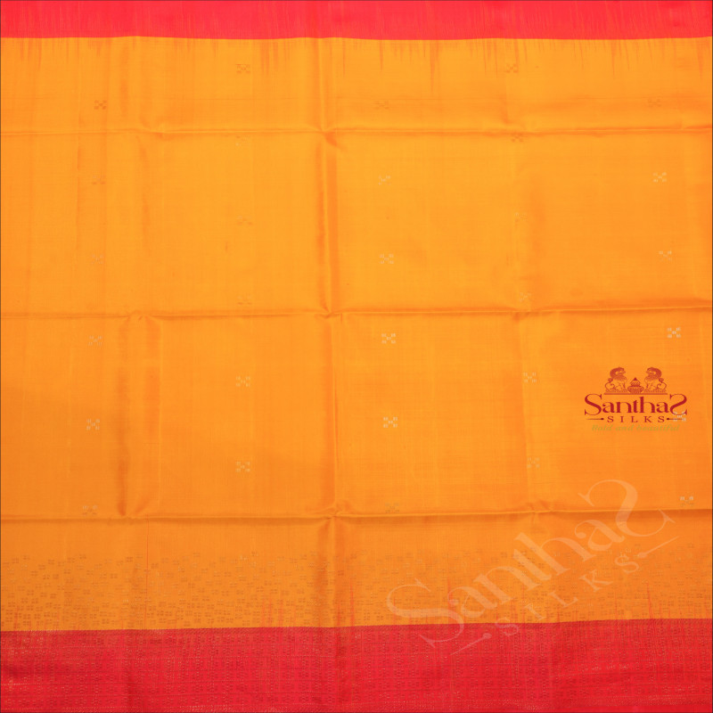 MANGO YELLOW COLOUR BODY WITH GOLDEN ZARI BUTTA AND CONTRAST COLOUR PALLU & BLOUSE