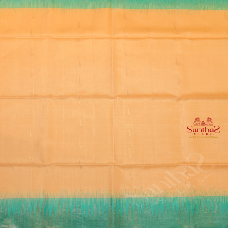 SANDAL COLOUR BODY WITH GOLDEN ZARI PAITHANI BUTTA WITH CONTRAST BLOUSE & BORDER