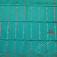 TURQUOISE BLUE COLOUR BODY WITH SILVER ZARI FLORAL BUTTA WITH CONTRAST BLOUSE & BORDER